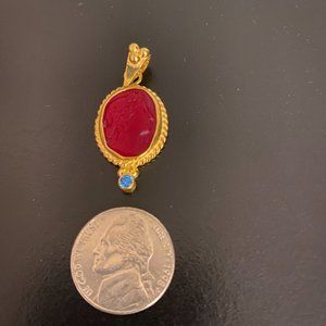 HANDMADE ANCIENT STYLE GREEK/ROMAN INTAGLIO GLASS PENDANT